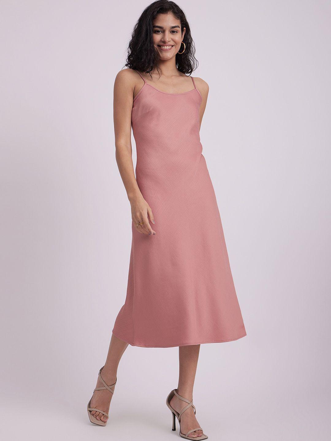 fablestreet satin a-line midi dress