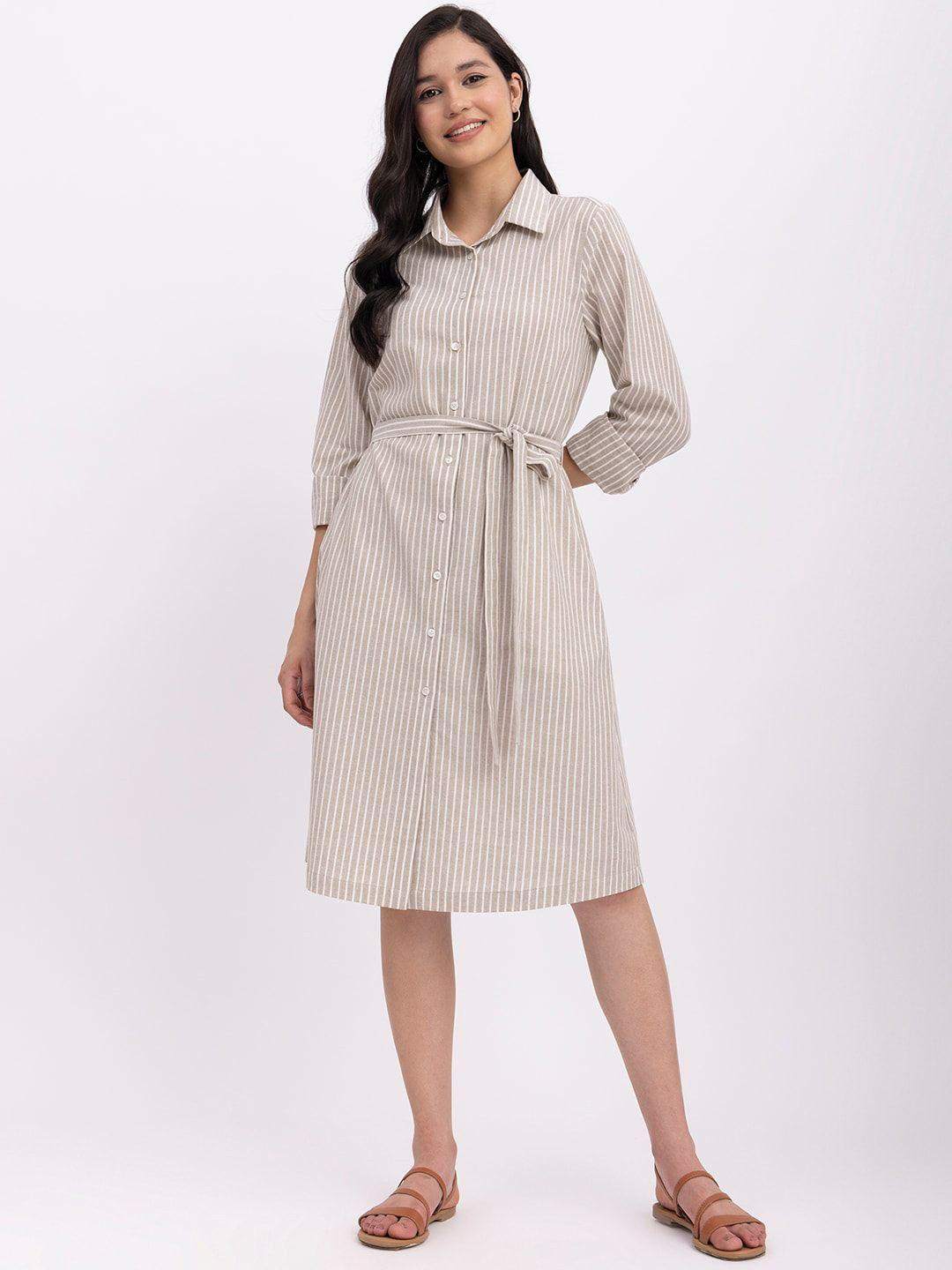 fablestreet striped linen shirt dress with belt
