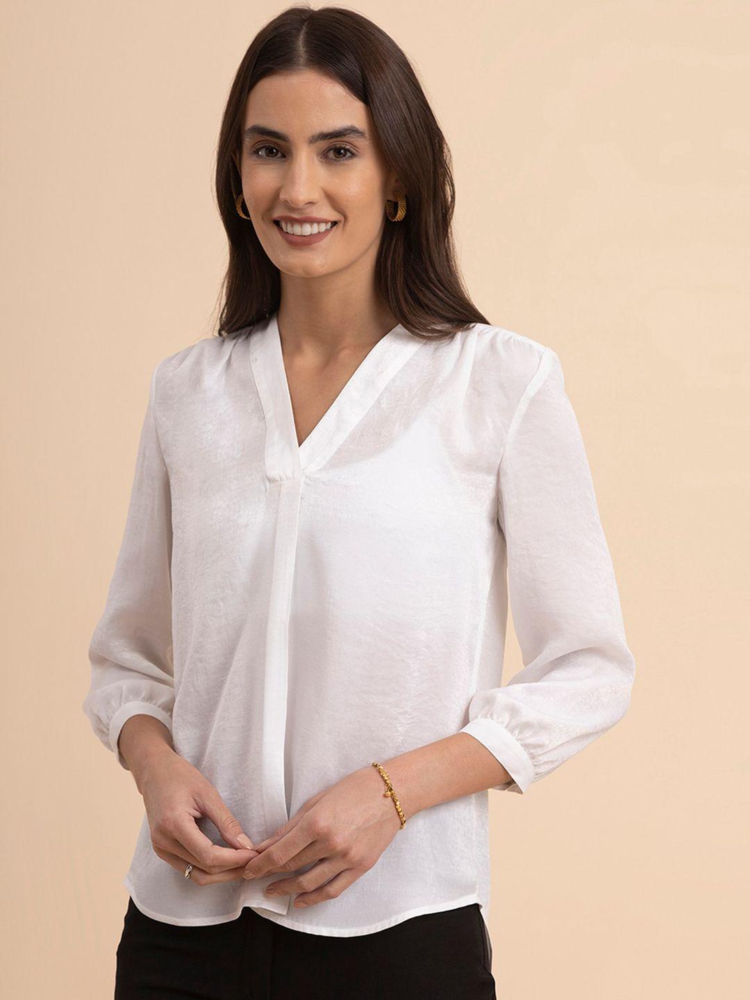 fablestreet v-neck monochrome satin top