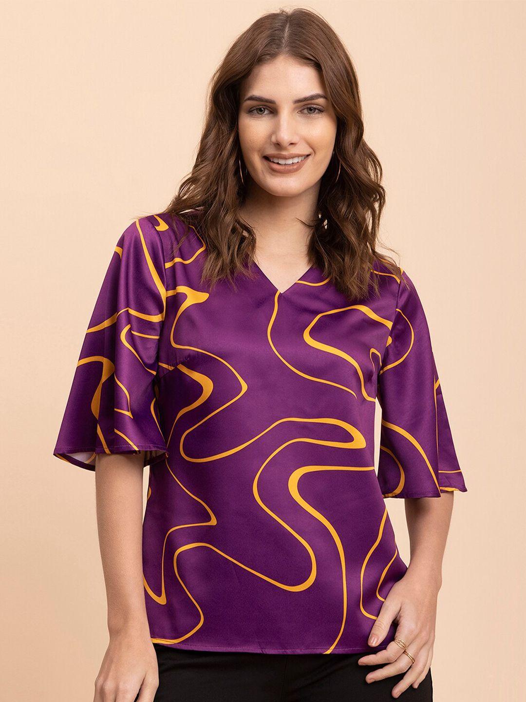 fablestreet v-neck print top