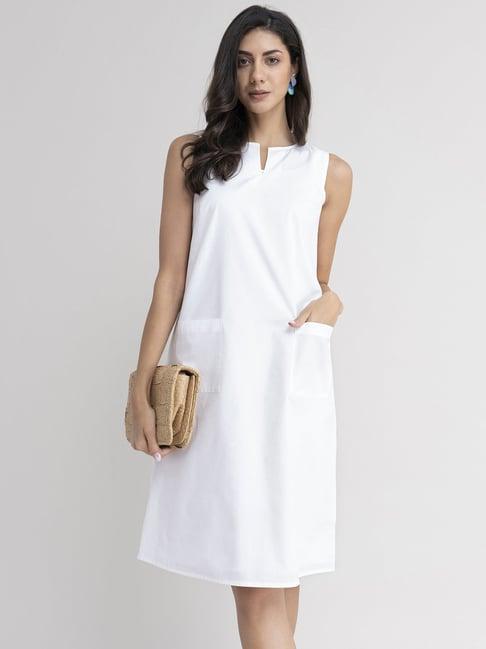 fablestreet white cotton a-line dress