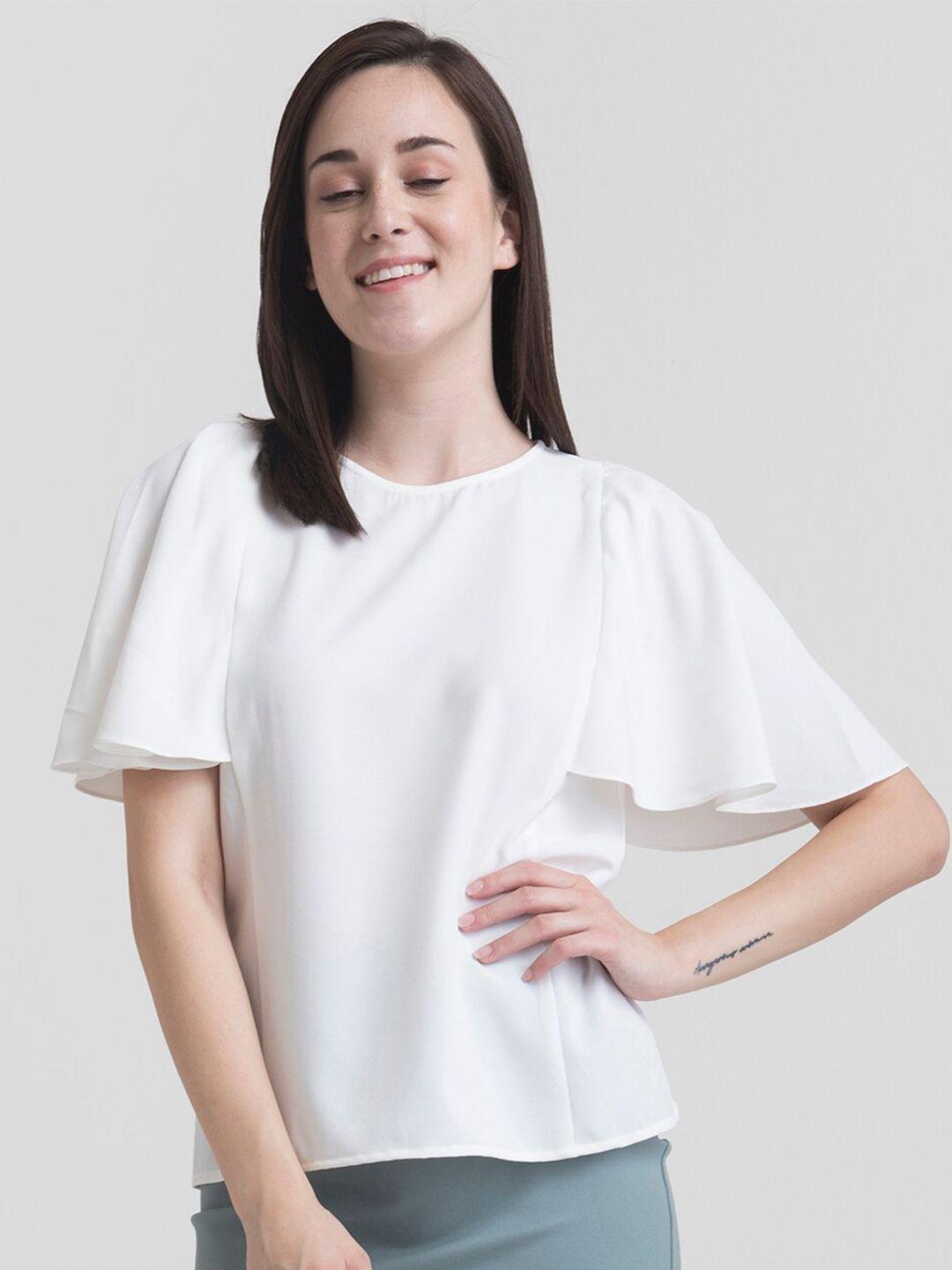 fablestreet white flared sleeve regular top