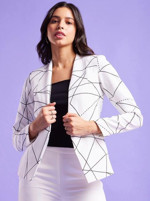 fablestreet white printed blazer