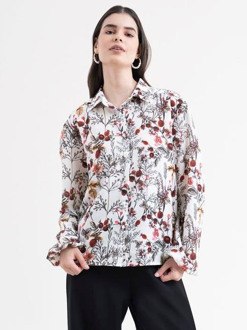 fablestreet white printed shirt