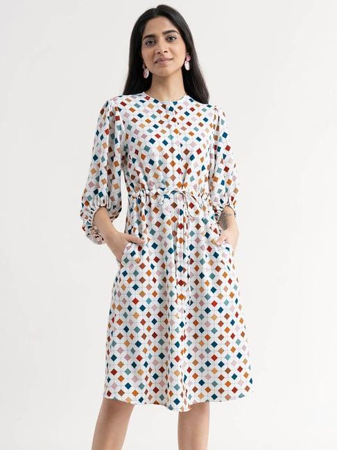 fablestreet white printed wrap dress