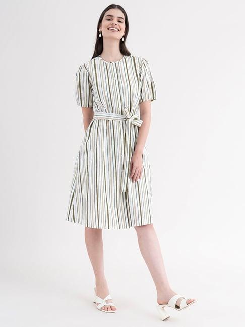 fablestreet white striped wrap dress