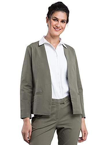 fablestreet women's cotton raised collor neck solid jacket (olive,s) (jk038oliv-s)