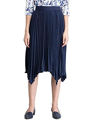 fablestreet women's polyester asymmetric pleated midi skirt (navy blue) (30) (sk038navy-30)