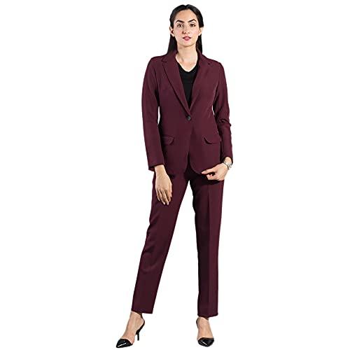 fablestreet women's polyester solid boardroom essential lapel jacket (maroon,xs) (jk035mron-xs)