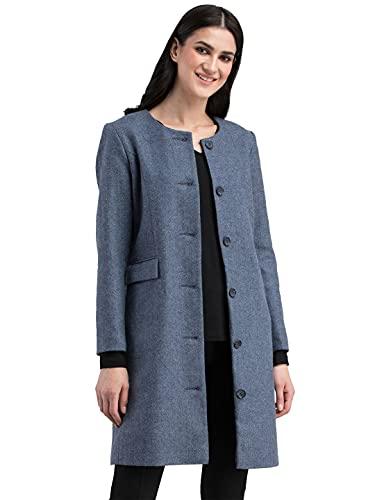 fablestreet women's wool self-design tweed two way longline jacket dress (blue,xs) (jk061blue-xs)