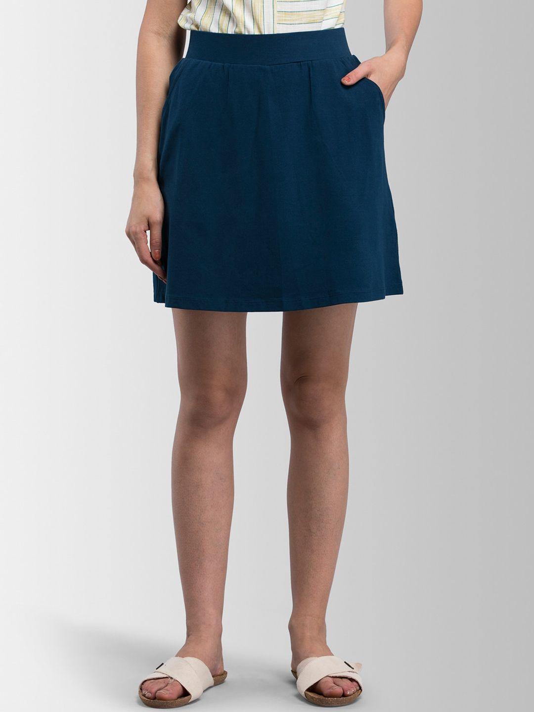 fablestreet women blue solid mini skort