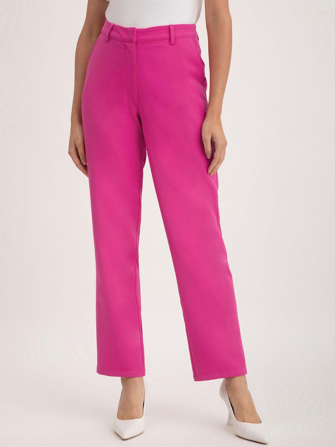 fablestreet women mid rise formal trousers