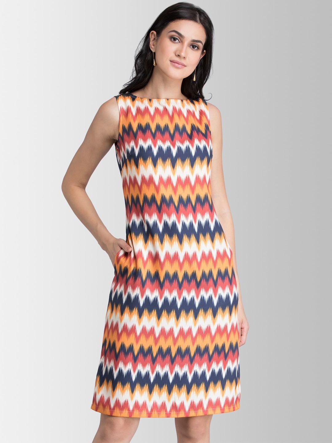 fablestreet women multicoloured printed sheath dress
