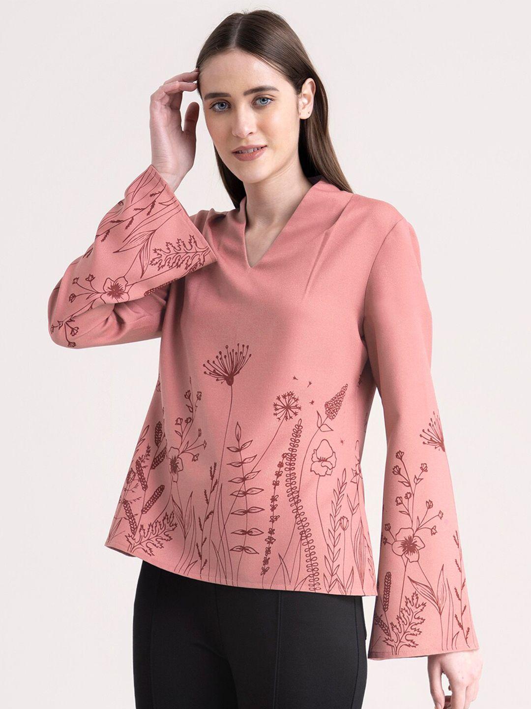 fablestreet women pink floral print top