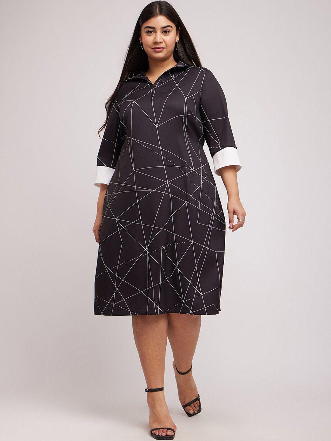 fablestreet x abstract formal shirt plus size dress