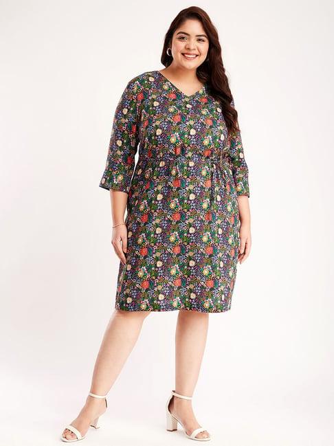 fablestreet x black floral print shift dress