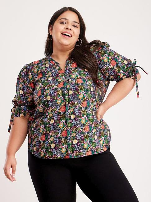 fablestreet x black floral print top