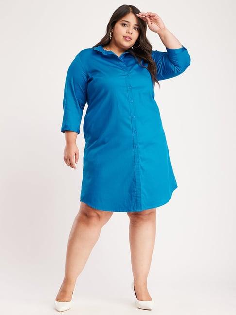 fablestreet x blue cotton regular fit shirt dress