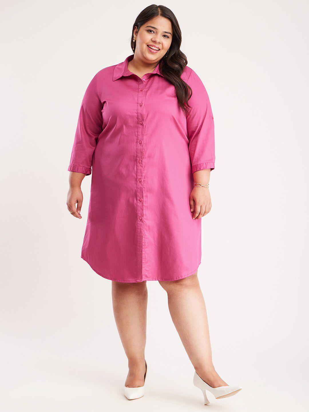 fablestreet x fuchsia plus size curved shirt dress