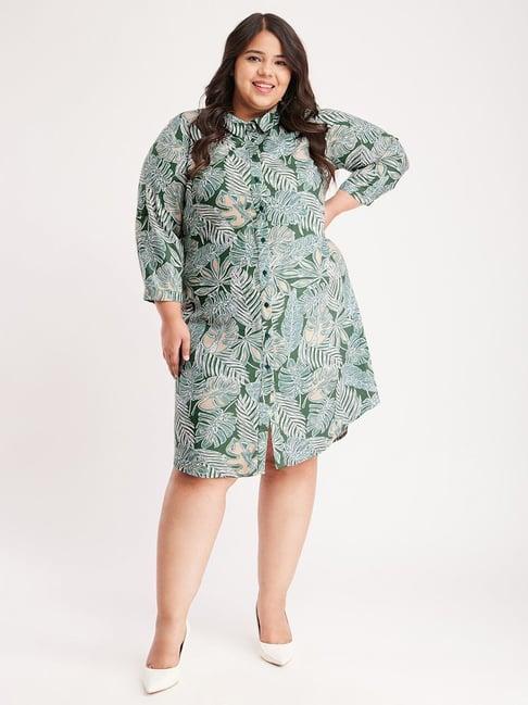 fablestreet x green printed shirt dress