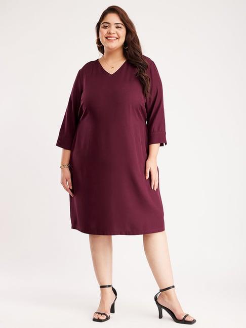 fablestreet x maroon regular fit shift dress