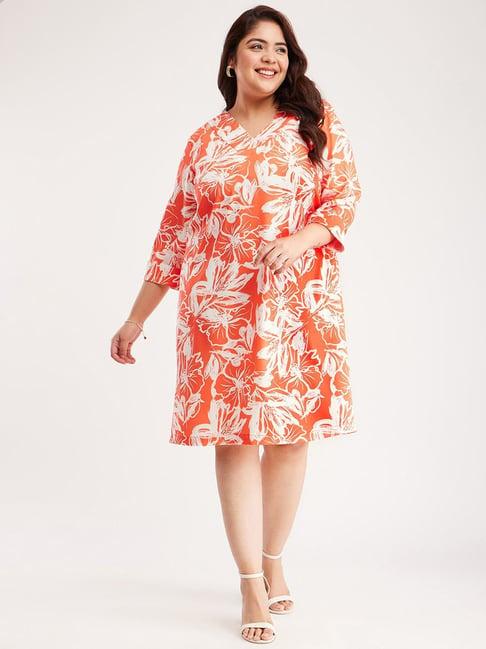 fablestreet x orange floral print shift dress