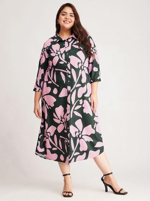 fablestreet x pink floral print shirt dress