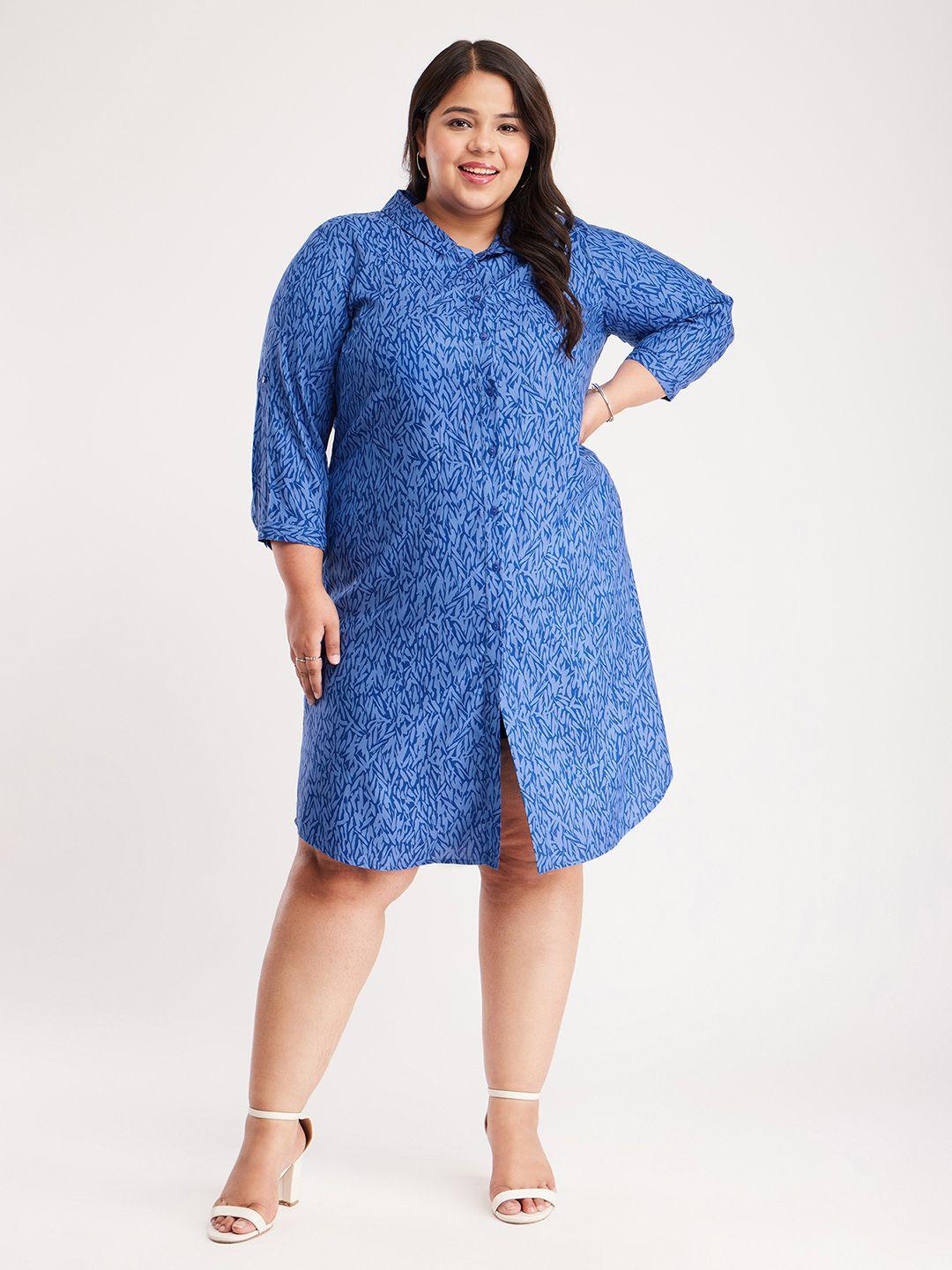 fablestreet x plus size abstract printed shirt dress