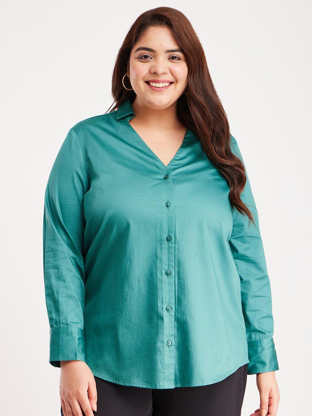 fablestreet x plus size classic cotton satin casual shirt