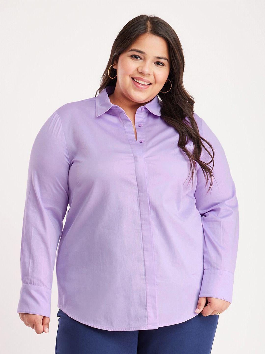 fablestreet x plus size classic cotton satin casual shirt