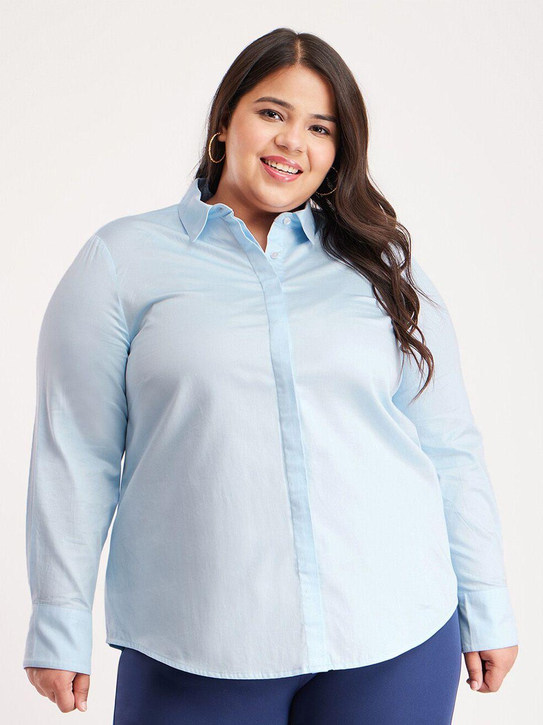 fablestreet x plus size classic cotton satin casual shirt