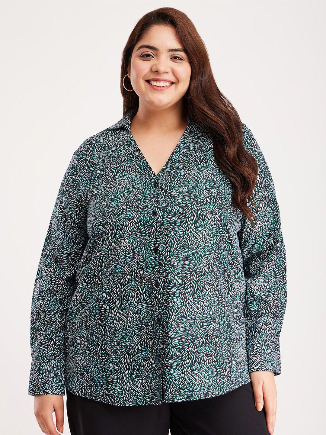 fablestreet x plus size classic floral printed printed casual shirt