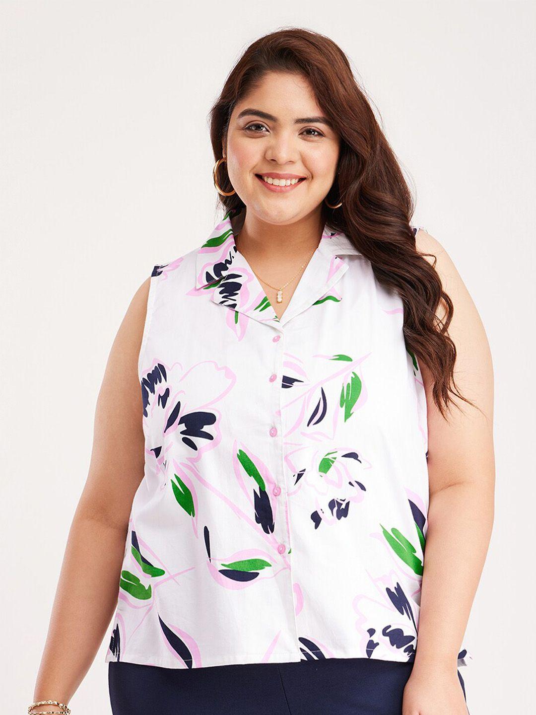 fablestreet x plus size floral printed pure cotton top