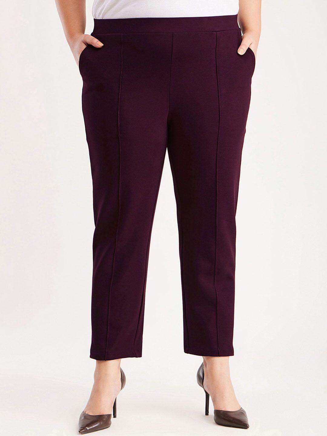 fablestreet x women plus size relaxed straight fit pleated trousers