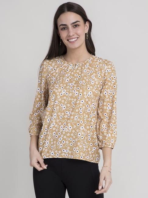 fablestreet yellow floral print top