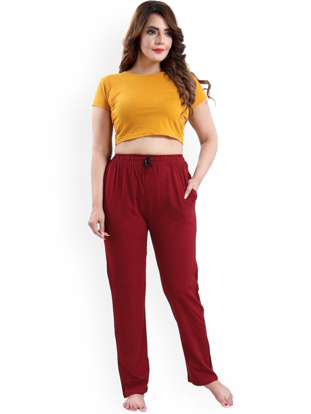 fabme women pure cotton knitted lounge pants