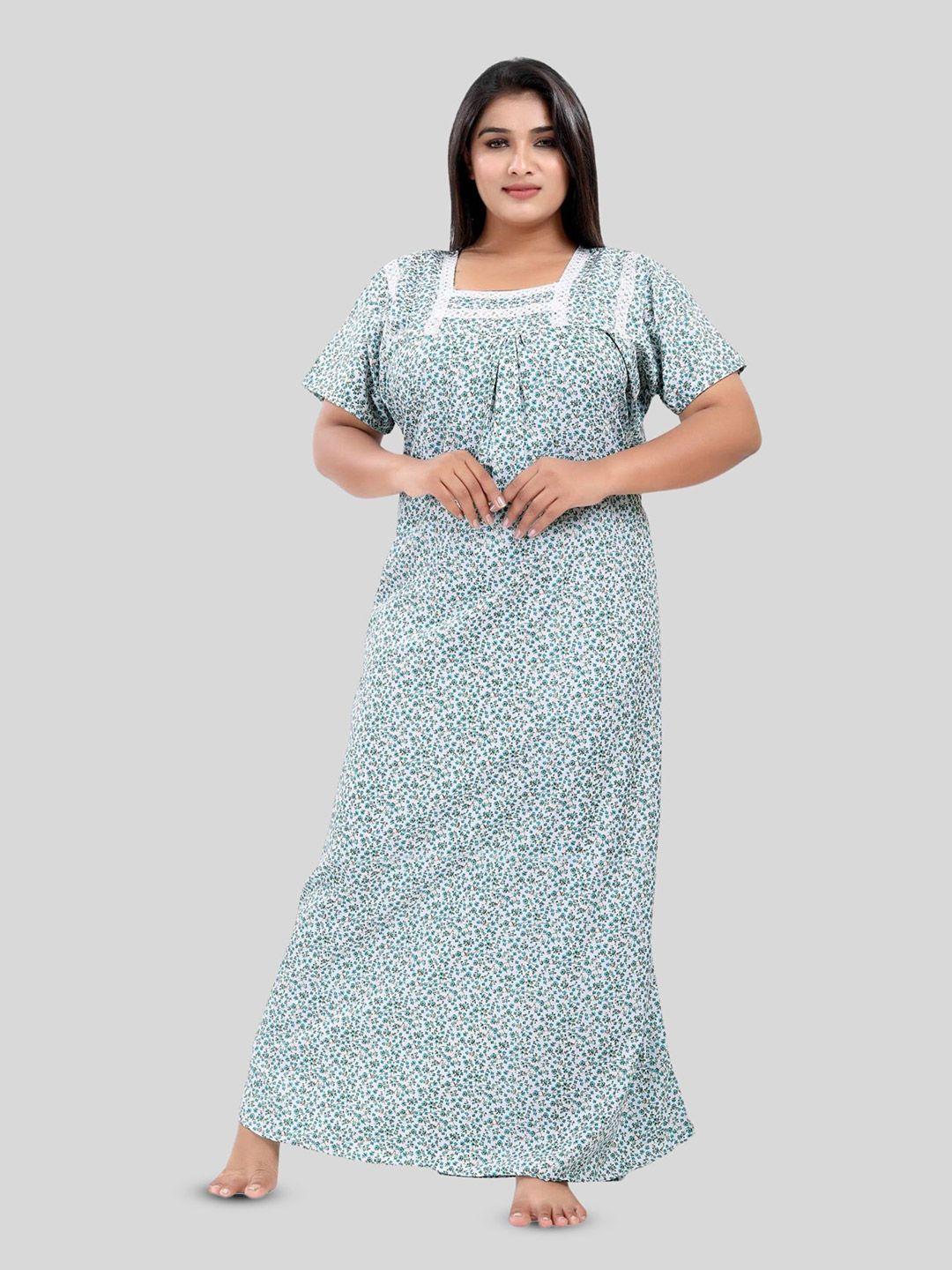 fabme plus size printed pure cotton maxi nightdress