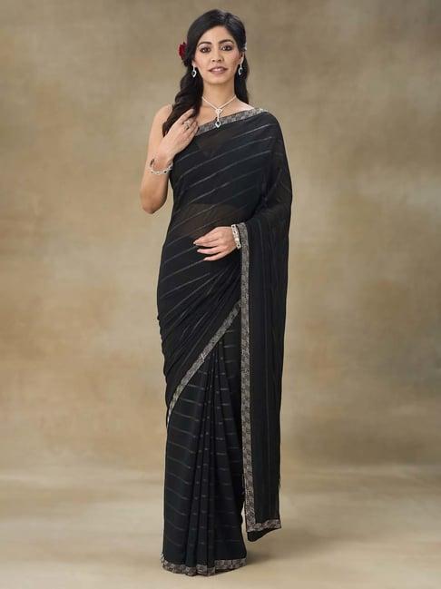 fabmora black embellished saree with blouse