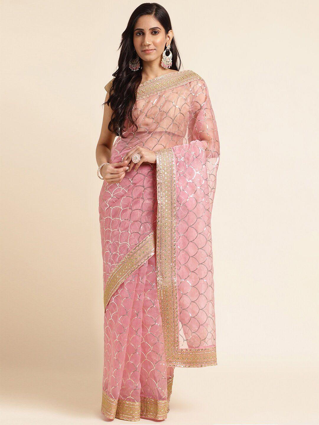 fabmora embroidered organza saree