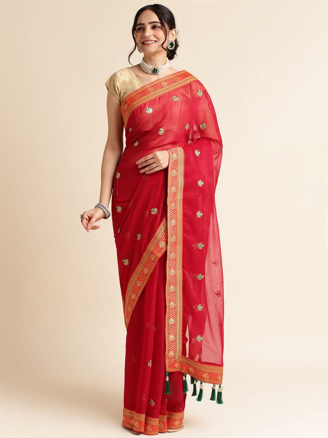 fabmora ethnic motifs embroidered saree