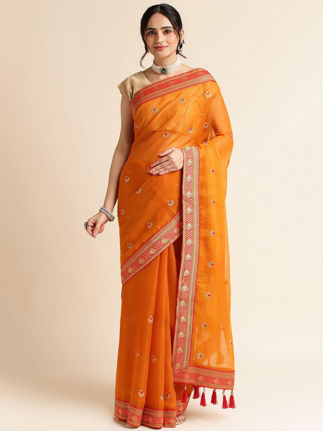 fabmora ethnic motifs embroidered zari saree