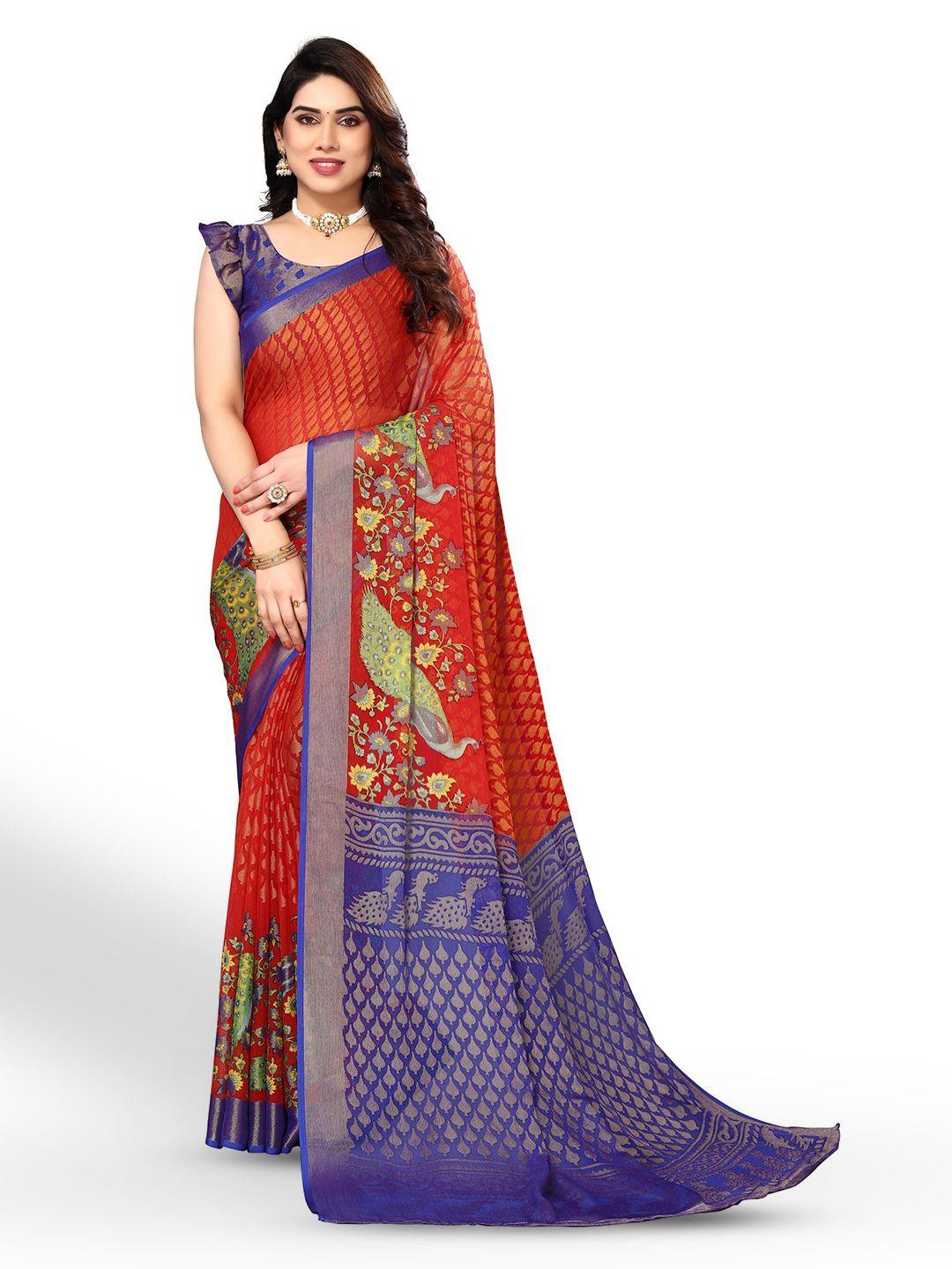 fabmora ethnic motifs printed pure chiffon saree