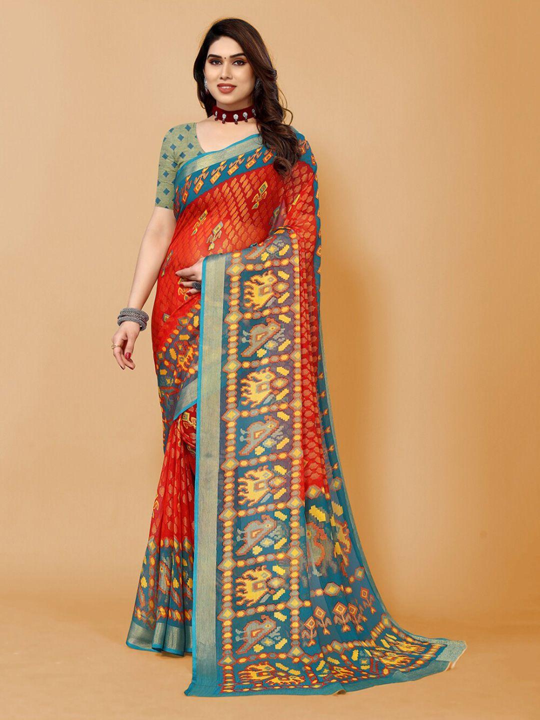 fabmora ethnic motifs printed zari patola saree