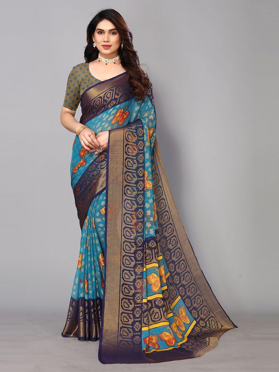 fabmora ethnic printed pure chiffon brasso saree