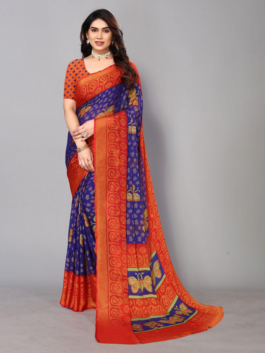 fabmora ethnic printed zari pure chiffon brasso saree