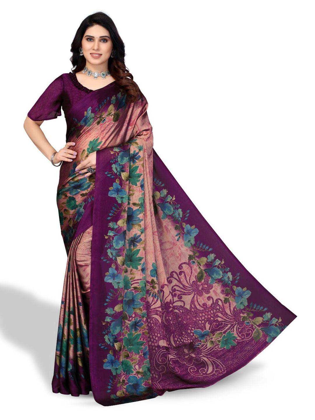 fabmora floral printed poly chiffon saree