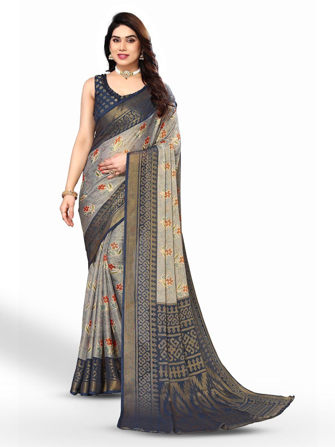 fabmora floral printed pure chiffon saree