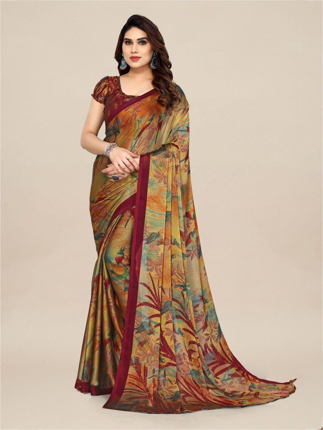 fabmora floral printed saree