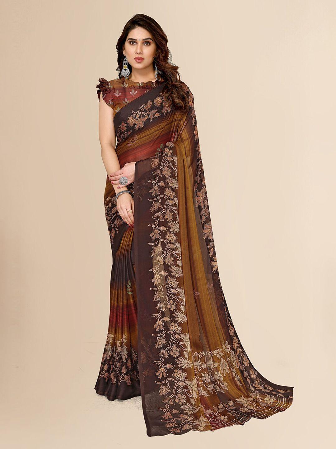 fabmora mustard poly chiffon saree