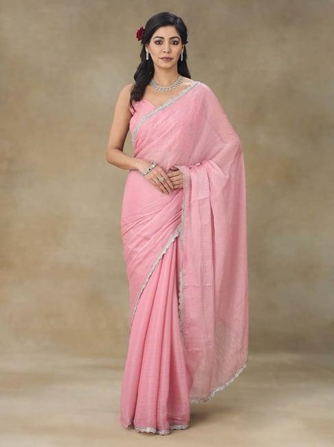 fabmora pink embellished saree with blouse